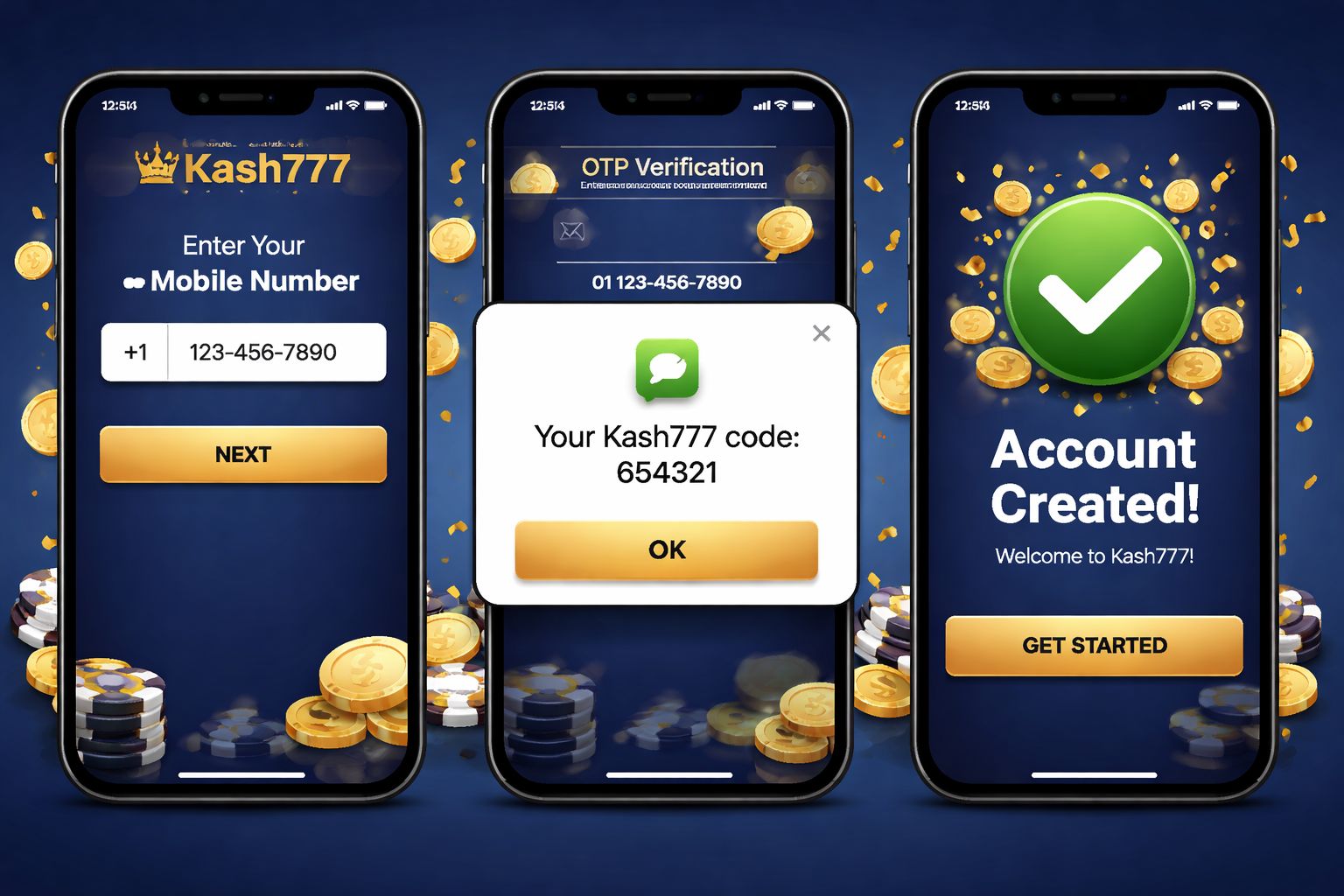 Kash777 COM Step by Step Sign In Flow